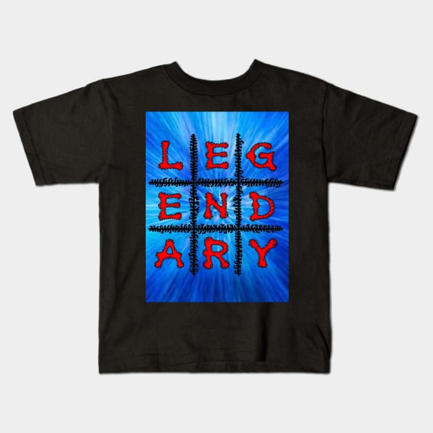 Legendary - Blue Grid Kids T-Shirt by NightserFineArts